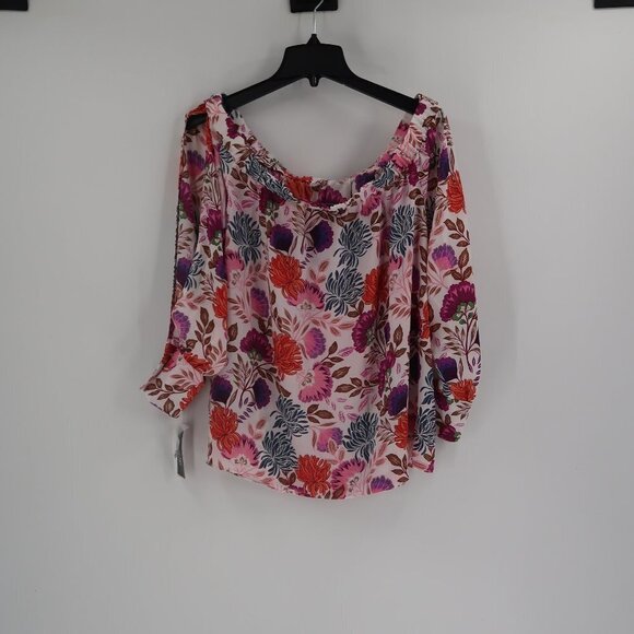 INC International Concepts Floral Blouse Lovely Lobelia in Bloom Size 1X NWT - Picture 7 of 9